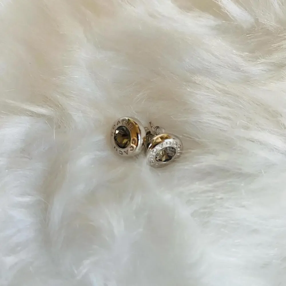 Coach New York Silver-Tone Crystal Stud Earrings - Picture 8 of 8